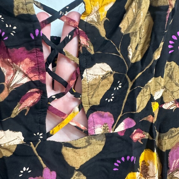 Free People Lattice Lovers Slip Dress - Black Floral - Picture 3 of 6